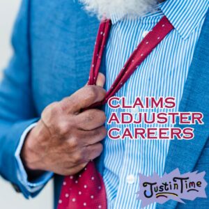 Claims Adjuster Careers Man Taking off a burgundy dotted tie in a blue suit