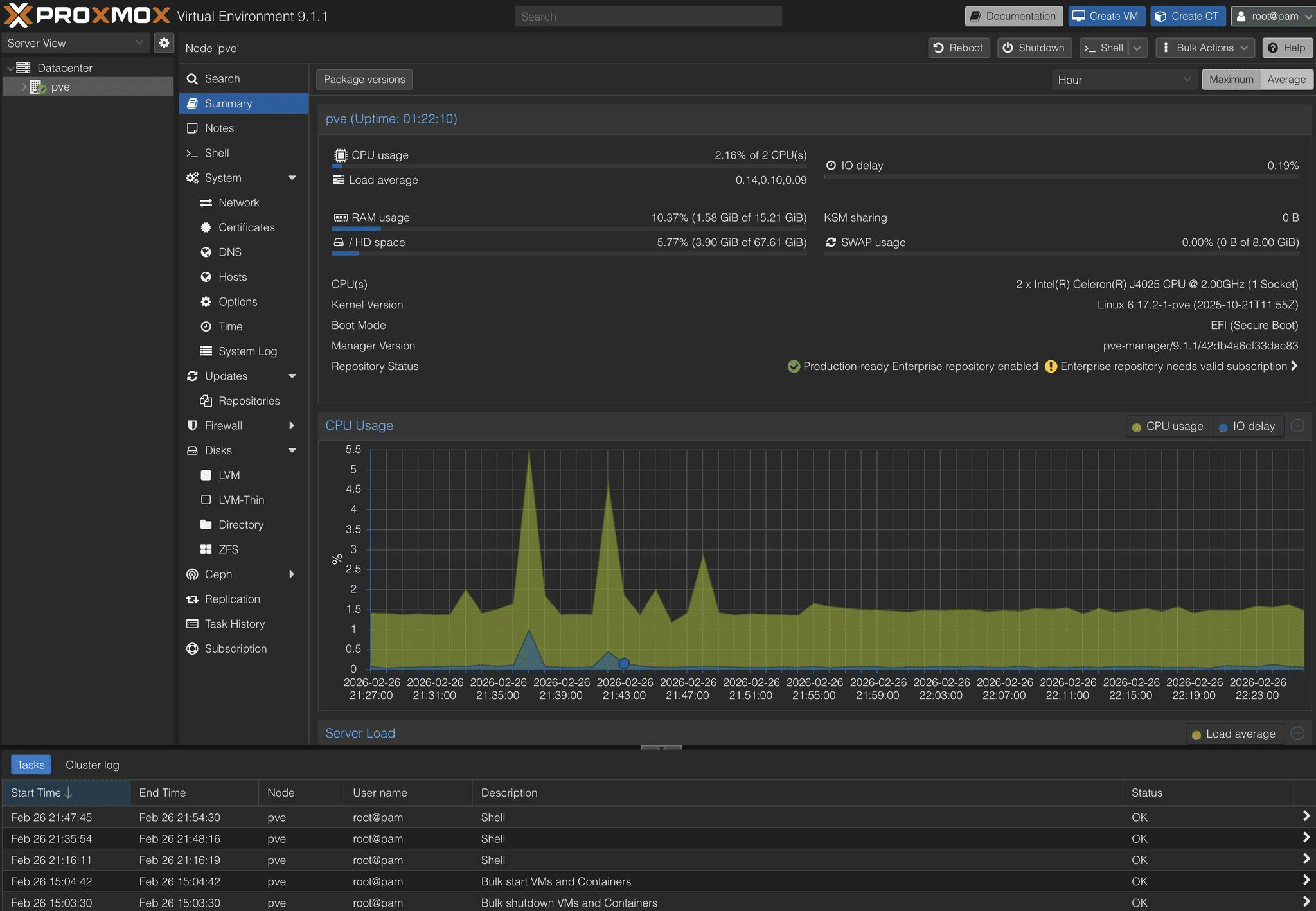 How I Set Up My First Homelab Using an Intel NUC and Proxmox VE 9.1 3 Proxmox Homelab Graphical Interface